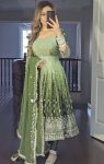 1FANCY DUAL TONE CHINON SILK EMBROIDERY SEQUENCE WORK GOWN BOTTOM WITH DUPATTA FESTIVE WEAR WHOLESALE PRICE ETHNIC GARMENT (17)