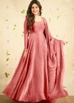 1FASHIONABLE CRUSH SILK EMBROIDERY SEQUENCE WORK GOWN BOTTOM WITH DUPATTA FESTIVE WEAR WHOLESALE PRICE ETHNIC GARMENT (20)