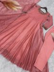 1FASHIONABLE CRUSH SILK EMBROIDERY SEQUENCE WORK GOWN BOTTOM WITH DUPATTA FESTIVE WEAR WHOLESALE PRICE ETHNIC GARMENT (20)