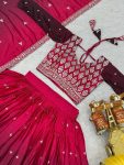 1LATEST CHINON EMBROIDERY SEQUENCE WORK LEHENGA CHOLI WITH DUPATTA WEDDING WEAR WHOLESALE PRICE ETHNIC GARMENT (11)