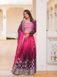 1LATEST CHINON EMBROIDERY SEQUENCE WORK LEHENGA CHOLI WITH DUPATTA WEDDING WEAR WHOLESALE PRICE ETHNIC GARMENT (11)