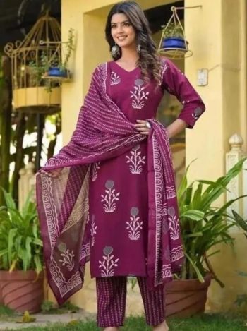 LATEST COTTON BLEND DIGITAL PRINTED TOP BOTTOM WITH DUPATTA PINK