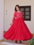 1LATEST GEORGETTE SEQUENCE THREAD WORK GOWN FESTIVE WEAR WHOLESALE PRICE ETHNIC GARMENT (15)