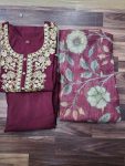 1LATEST ROMAN SILK EMBROIDERY WORK TOP BOTTOM WITH DUOATTA FESTIVE WEAR WHOLESALE PRICE ETHNIC GARMENT (4)