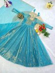 1LATEST TWILL NET TISSUE SILK CUT DANA HAND WORK GOWN WITH DUPATTA FESTIVE WEAR WHOLESALE PRICE ETHNIC GARMENT (20)
