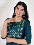 1NEW ARRIVAL ART SILK EMBROIDERY WORK KURTI FESTIVE WEAR WHOLESALE PRICE ETHNIC GARMENT (5)