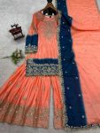 1NEW ARRIVAL CHINON SILK EMBROIDERY CODING DORI SEQUENCE WORK TOP SHARARA WITH DUPATTA FESTIVE WEAR WHOLESALE PRICE ETHNIC GARMENT (11)