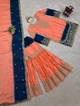 1NEW ARRIVAL CHINON SILK EMBROIDERY CODING DORI SEQUENCE WORK TOP SHARARA WITH DUPATTA FESTIVE WEAR WHOLESALE PRICE ETHNIC GARMENT (11)
