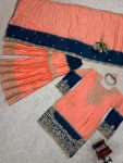 1NEW ARRIVAL CHINON SILK EMBROIDERY CODING DORI SEQUENCE WORK TOP SHARARA WITH DUPATTA FESTIVE WEAR WHOLESALE PRICE ETHNIC GARMENT (11)