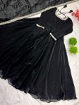1NEW ARRIVAL FENDI SILK EMBROIDERY SEQUENCE WORK GOWN WITH DUPATTA FESTIVE WEAR WHOLESALE PRICE ETHNIC GARMENT (25)