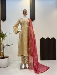 1NEW ARRIVAL JIMMY CHOO SEQUENCE EMBROIDERY WORK AND ZALAR LACE WORK TOP BOTTOM WITH DUPATTA FESTIVE WEAR WHOLESALE PRICE ETHNIC GARMENT (32)