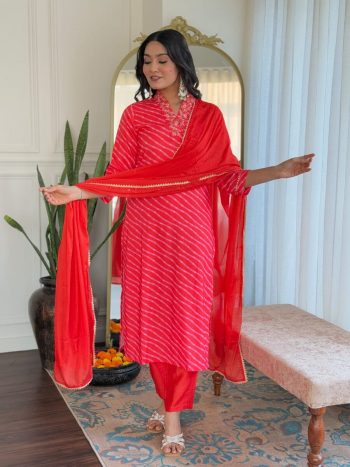 NEW ARRIVAL MUSLIN SEQUENCE EMBROIDERY WORK  TOP BOTTOM WITH DUPATTA RED