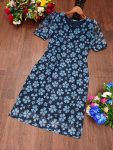 NEW ARRIVAL ORGANZA  FLOWER PRINTED KURTI NAVY BLUE