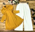 NEW ARRIVAL RAYON PLAIN TOP PALAZZO  YELLOW