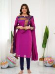 NEW ARRIVAL SILK COTTON WEAVING WORK KURTI WITH DUPATTA PINK