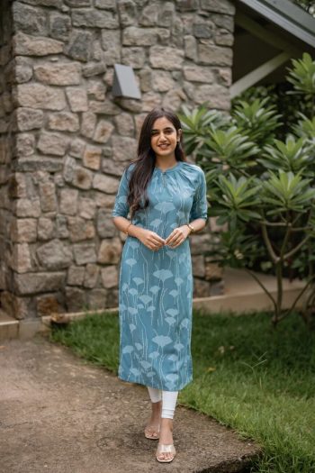 NEW ARRIVAL SOFT COTTON DIGITAL PRINTED KURTI  SKY