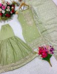 1RICH LOOK CHINON SILK EMBROIDERY SEQUENCE WORK TOP SHARARA WITH DUPATTA FESTIVE WEAR WHOLESALE PRICE ETHNIC GARMENT (10)