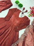1RICH LOOK FENDI SILK PLAIN GOWN PALAZZO WITH EMBROIDERY SEQUENCE WORK DUPATTA PARTY WEAR WHOLESALE PRICE ETHNIC GARMENT (9)