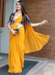 1RICH LOOK GEORGETTE READY MADE LACE WORK SAREE WITH EMBROIDERY ZARI THREAD SEQUENCE WORK STITCHED BLOUSE AND WAIST BELT FESTIVE WEAR WHOLESALE PRICE ETHNIC GARMENT (2 (24)