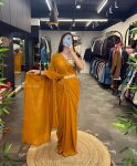 1RICH LOOK GEORGETTE READY MADE LACE WORK SAREE WITH EMBROIDERY ZARI THREAD SEQUENCE WORK STITCHED BLOUSE AND WAIST BELT FESTIVE WEAR WHOLESALE PRICE ETHNIC GARMENT (2 (24)