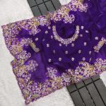 1TRENDING JIMMY CHOO EMBROIDERY SEQUENCE THREAD CODING WORK SAREE WITH UNSTITCHED BLOUSE FESTIVE WEAR WHOLESALE PRICE ETHNIC GARMENT (7)