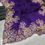 1TRENDING JIMMY CHOO EMBROIDERY SEQUENCE THREAD CODING WORK SAREE WITH UNSTITCHED BLOUSE FESTIVE WEAR WHOLESALE PRICE ETHNIC GARMENT (7)