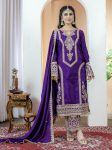 TRENDING SILK EMBROIDERY TOP PALAZZO WITH DUPATTA PURPLE