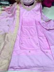2DESIGNER BANANA SILK ZARI AND JACQUARD WORK WITH LINING WORK TOP BOTTOM WITH DUPATTA FESTIVE WEAR WHOLESALE PRICE ETHNIC GARMENT (10)