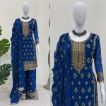2DESIGNER FAUX GEORGETTE THREAD WITH SEQUENCE WORK TOP PALAZZO WITH DUPATTA FESTIVE WEAR WHOLESALE PRICE ETHNIC GARMENT (12)