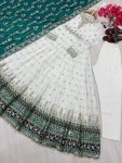 2DESIGNER GEORGETTE EMBROIDERY SEQUENCE WITH FANCY LATKAN BORDER LACE WORK GOWN BOTTOM WITH DUPATTA FESTIVE WEAR WHOLESALE PRICE ETHNIC GARMENT (17)