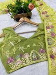 2FANCY BUTTERFLY NET EMBROIDERY MULTI THREAD CHAIN STITCH WORK SAREE WITH UNSTITCHED BLOUSE PARTY WEAR WHOLESALE PRICE ETHNIC GARMENT (14)