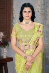 2FANCY BUTTERFLY NET EMBROIDERY MULTI THREAD CHAIN STITCH WORK SAREE WITH UNSTITCHED BLOUSE PARTY WEAR WHOLESALE PRICE ETHNIC GARMENT (14)