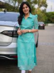 FANCY CHANDERI COTTON DIGITAL PRINTED KURTI  SKY