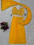 2FANCY CHINON EMBROIDERY LACE BORDER WORK READY TO WEAR SAREE WITH STITCHED BLOUSE PARTY WEAR WHOLESALE PRICE ETHNIC GARMENT (9)