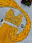 2FANCY CHINON EMBROIDERY LACE BORDER WORK READY TO WEAR SAREE WITH STITCHED BLOUSE PARTY WEAR WHOLESALE PRICE ETHNIC GARMENT (9)