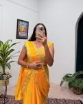2FANCY CHINON EMBROIDERY LACE BORDER WORK READY TO WEAR SAREE WITH STITCHED BLOUSE PARTY WEAR WHOLESALE PRICE ETHNIC GARMENT (9)