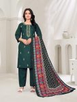 FANCY COTTON BLEND EMBROIDERY WORK TOP BOTTOM WITH DUPATTA GREEN