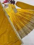 2FANCY DUAL TONE CHINON SILK EMBROIDERY SEQUENCE WORK GOWN BOTTOM WITH DUPATTA FESTIVE WEAR WHOLESALE PRICE ETHNIC GARMENT (12)