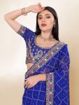 2FANCY GEORGETTE DIGITAL PRINT WITH EMBROIDERY WORK LACE SAREE WITH UNSTITCHED BLOUSE FESTIVE WEAR WHOLESALE PRICE ETHNIC GARMENT (17)