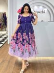 LATEST SOFT ORGANZA DIGITAL PRINTED ONE PIECE  WINE