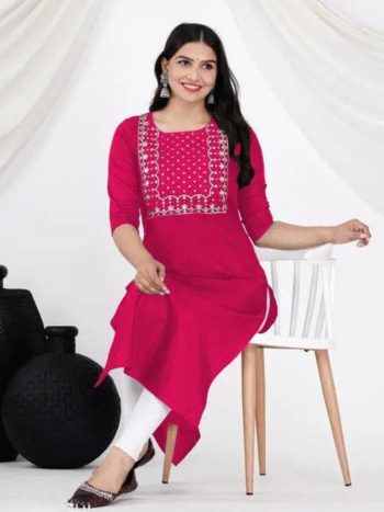NEW ARRIVAL ART SILK EMBROIDERY WORK KURTI  RANI