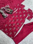 2NEW ARRIVAL CHINON EMBROIDERY SEQUENCE WITH MOTI WORK LACE BORDER TOP BOTTOM WITH DUPATTA FESTIVE WEAR WHOLESALE PRICE ETHNIC GARMENT (8)