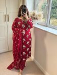 2NEW ARRIVAL CHINON EMBROIDERY SEQUENCE WITH MOTI WORK LACE BORDER TOP BOTTOM WITH DUPATTA FESTIVE WEAR WHOLESALE PRICE ETHNIC GARMENT (8)