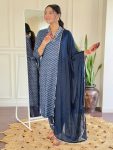 2NEW ARRIVAL MUSLIN SEQUENCE EMBROIDERY WORK TOP BOTTOM WITH DUPATTA FESTIVE WEAR WHOLESALE PRICE ETHNIC GARMENT (15)