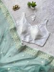 2RICH LOOK ORGANZA MULTI AND WHITE THREAD WORK WITH LACE BORDER WORK SAREE WITH UNSTITCHED BLOUSE FESTIVE WEAR WHOLESALE PRICE ETHNIC GARMENT (2)
