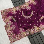 2TRENDING JIMMY CHOO EMBROIDERY SEQUENCE THREAD CODING WORK SAREE WITH UNSTITCHED BLOUSE FESTIVE WEAR WHOLESALE PRICE ETHNIC GARMENT (19)