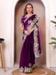 2TRENDING JIMMY CHOO EMBROIDERY SEQUENCE THREAD CODING WORK SAREE WITH UNSTITCHED BLOUSE FESTIVE WEAR WHOLESALE PRICE ETHNIC GARMENT (19)