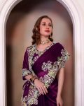 2TRENDING JIMMY CHOO EMBROIDERY SEQUENCE THREAD CODING WORK SAREE WITH UNSTITCHED BLOUSE FESTIVE WEAR WHOLESALE PRICE ETHNIC GARMENT (19)