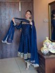2TRENDING VICHITRA SILK EMBROIDERY SEQUENCE WORK GOWN BOTTOM WITH DUPATTA FESTIVE WEAR WHOLESALE PRICE ETHNIC GARMENT (8)
