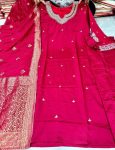 3DESIGNER BANANA SILK ZARI AND JACQUARD WORK WITH LINING WORK TOP BOTTOM WITH DUPATTA FESTIVE WEAR WHOLESALE PRICE ETHNIC GARMENT (2)